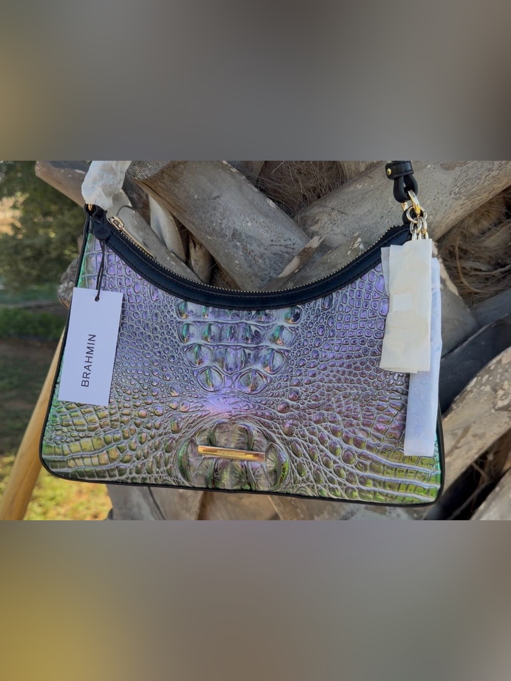 FIRM >> BRAHMIN NWT DUSK GLEAMING ESME SATCHEL ~ GENUINE LEATHER PRICE FIRM HTF - Picture 9 of 14